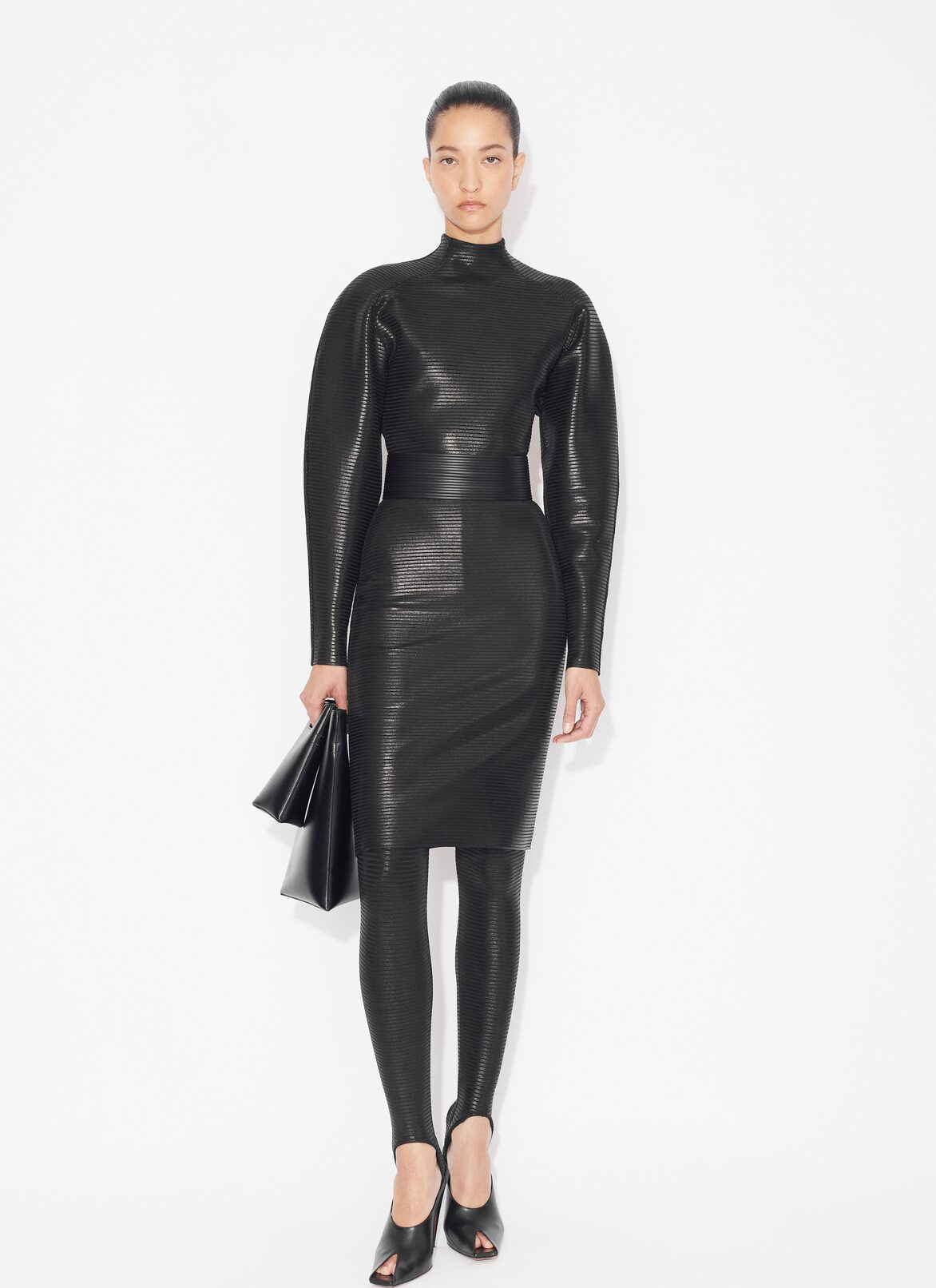 Coated pencil skirt ALAÏA BLACK COATED PENCIL SKIRT